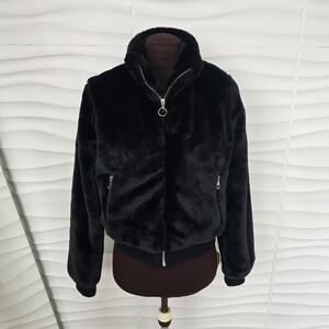 Ambiance Black Faux Fur Outerwear Jacket